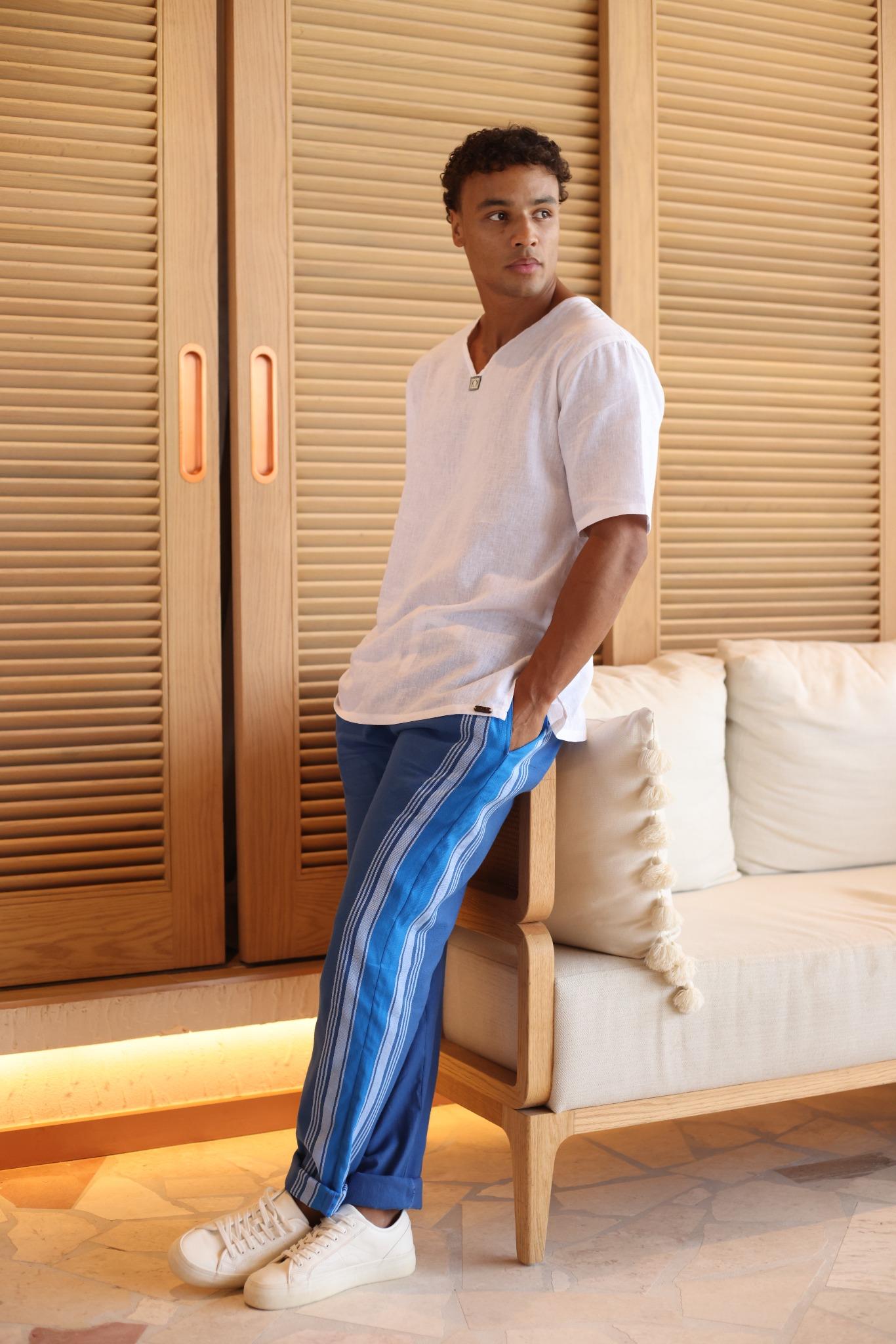 Regular Fit Trousers - Navy Blue