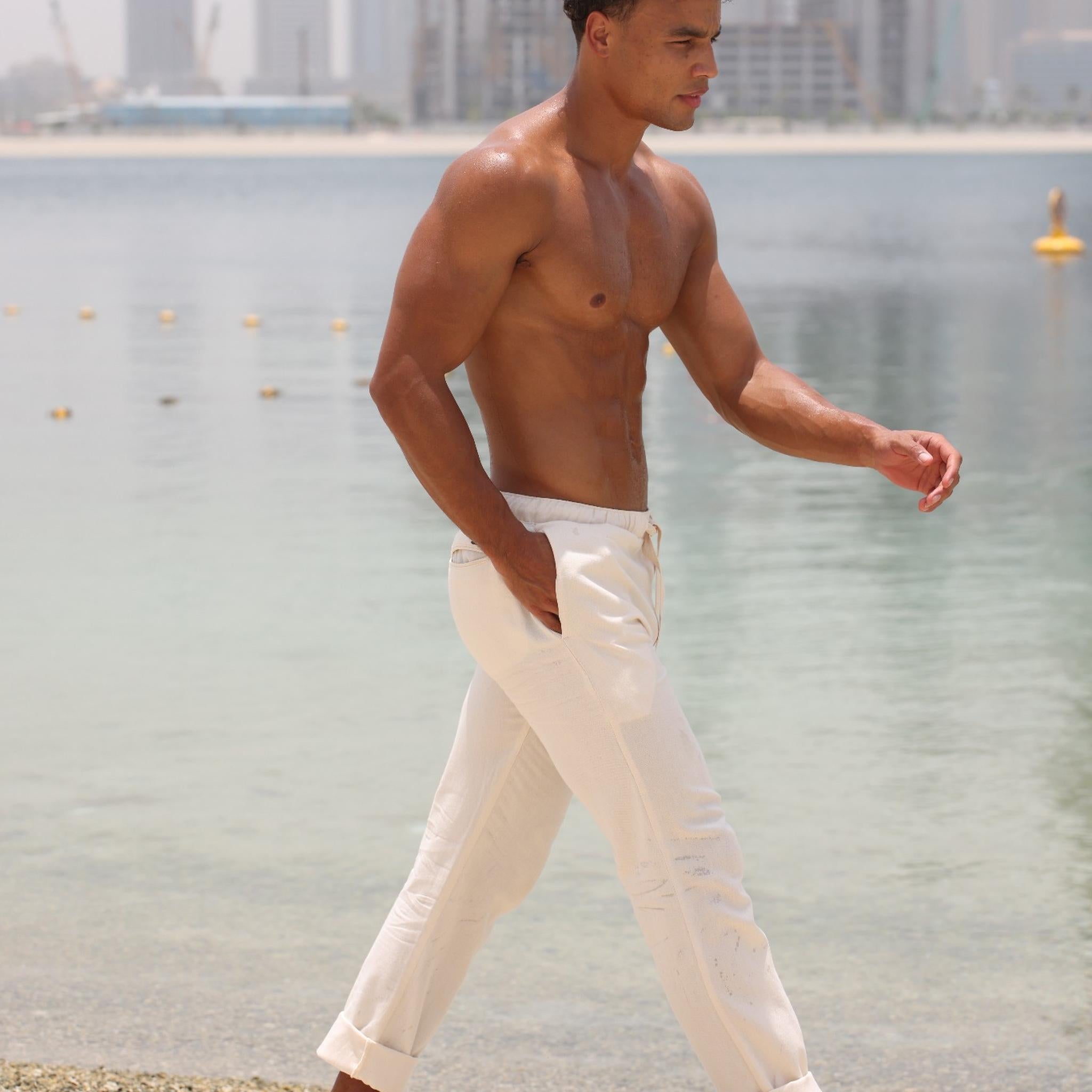 Regular Fit Trousers - Solid Cream