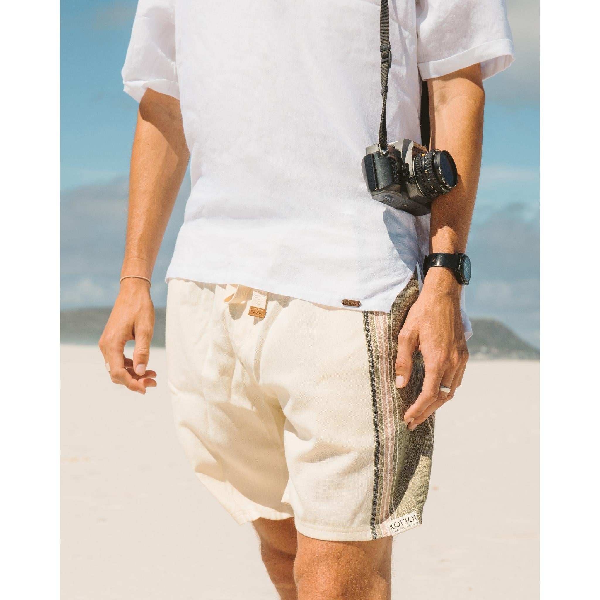 Regular Fit Shorts - Olive & Cream