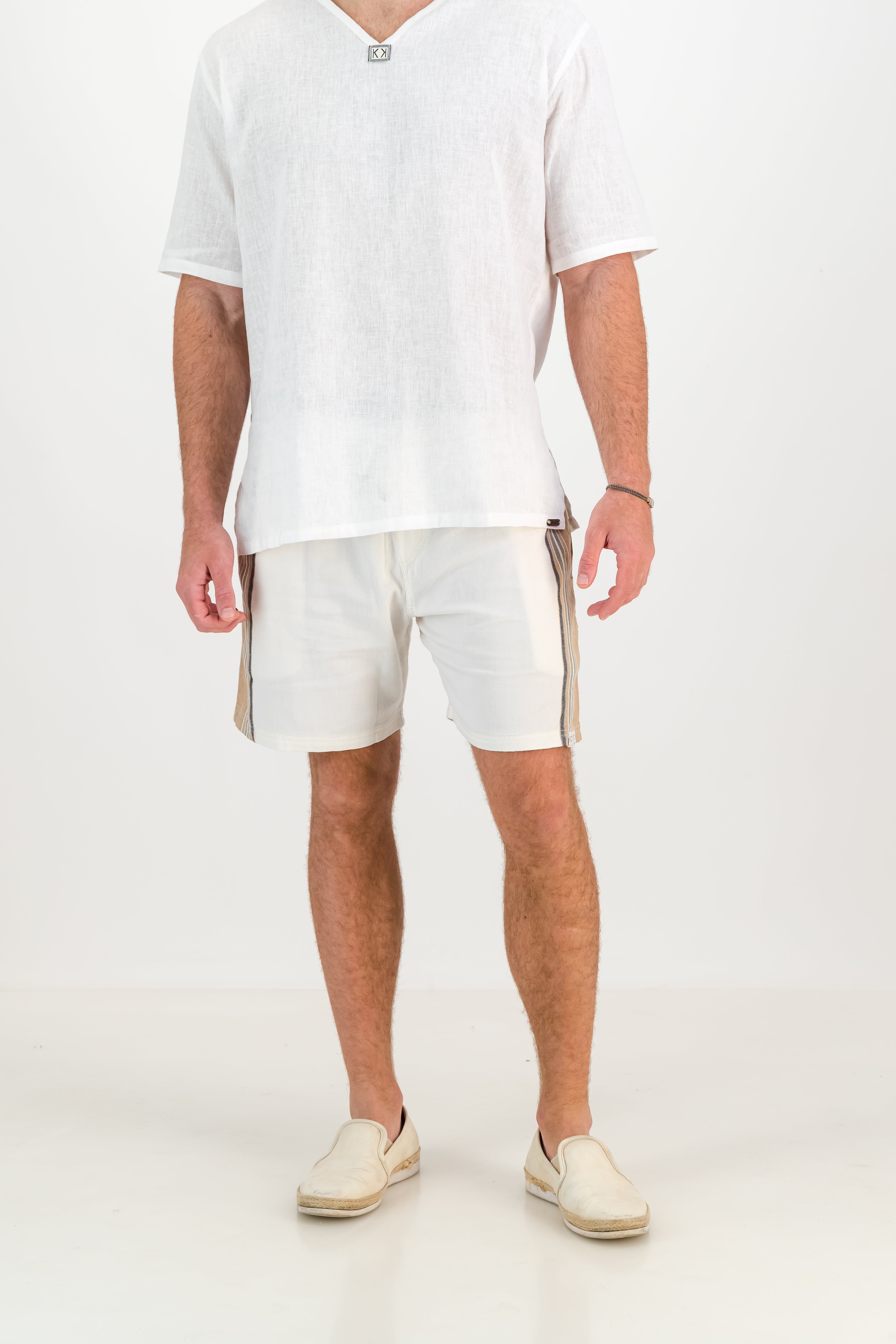 Regular Fit Shorts - Cream and Tanned